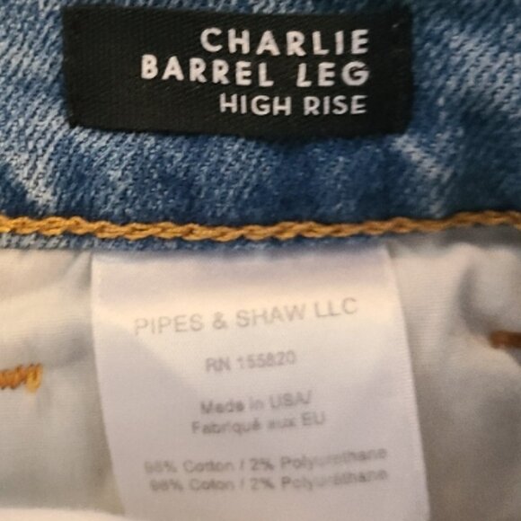 VERONICA BEARD CHARLIE BARREL LEG HIGH RISE JEANS CROPPED PATCHWORK DENIM sz 28 - Picture 8 of 9